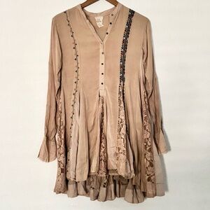 Free People One embroidered lace mini dress size XS